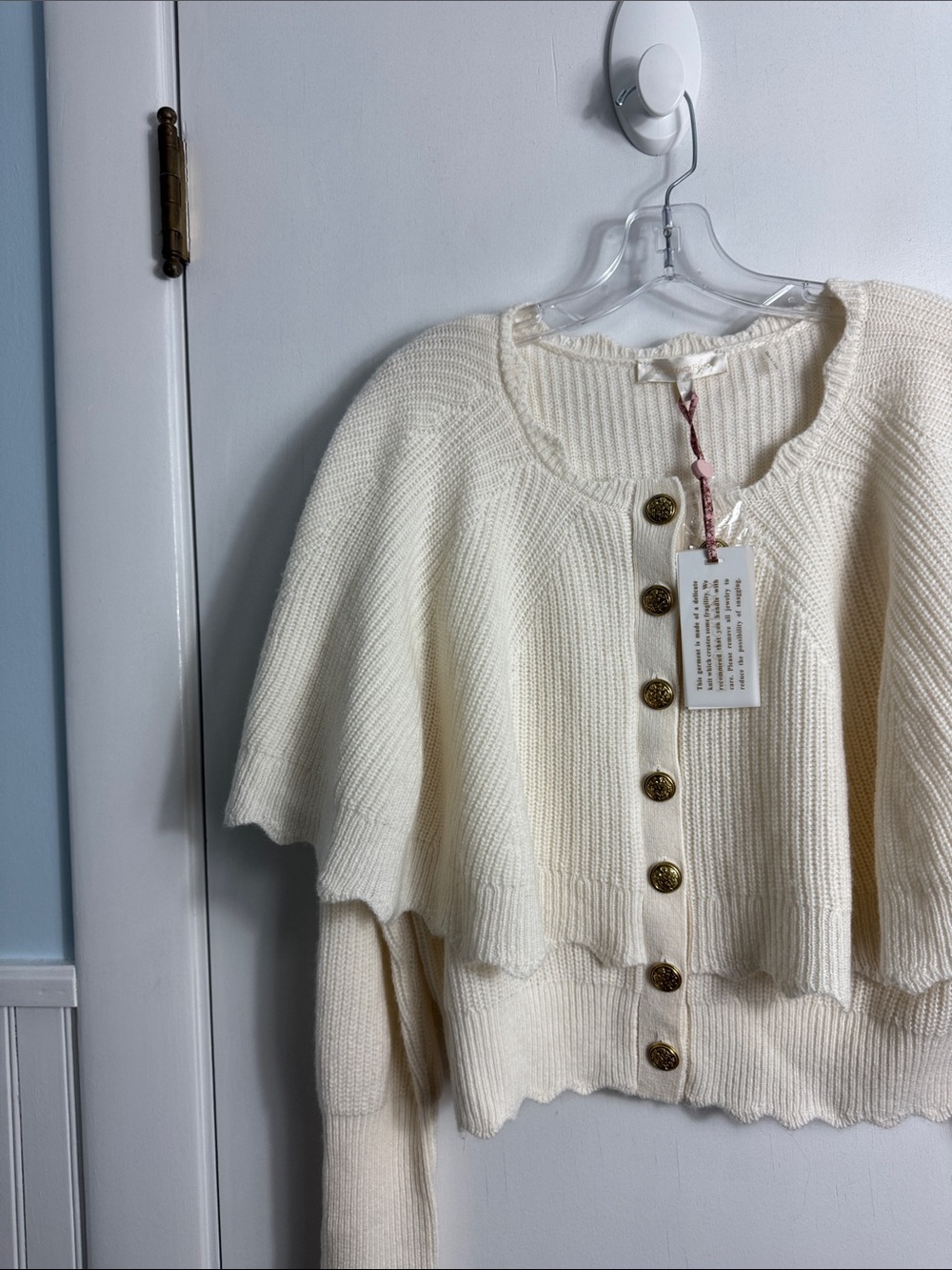 NWT Love Shack Fancy Daelyn Cashmere Wool Cardigan Size Large - Picture 3 of 7